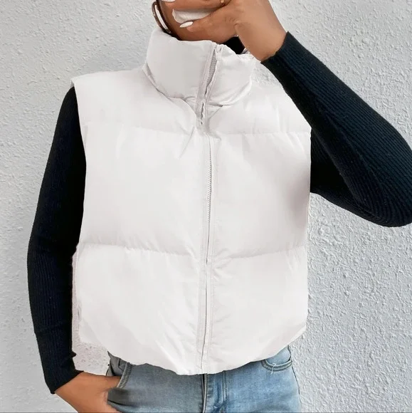 Outfits Zip Up Puffer Vest Coat